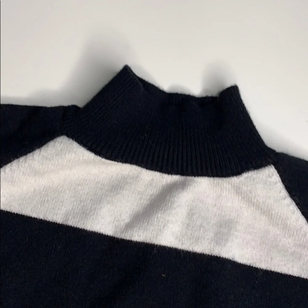 Black & White Stripe Cozy Soft Turtleneck Sweater unisex kids medium